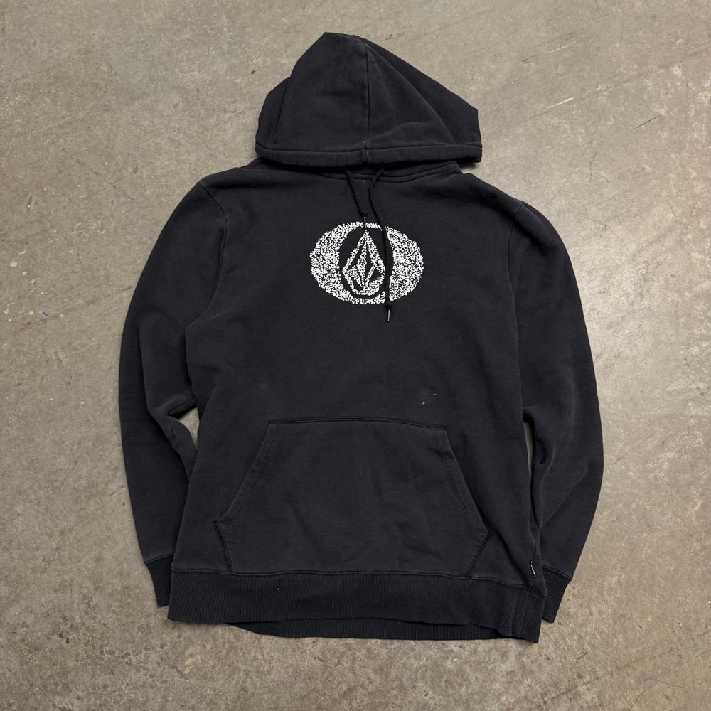 Volcom Mens Stone Static Logo Hoodie Black Skate Sweatshirt Pullover Medium